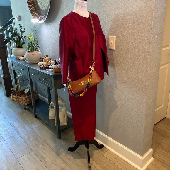 Coach Charlotte Shoulder/Crossbody Bag Brown w Multi Color  Strap NWT - Picture 12 of 12